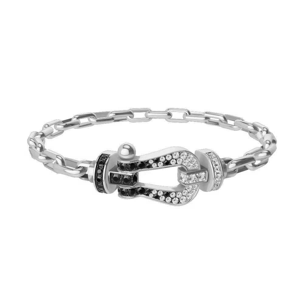 Force 10 bracelet 18k white gold and black and white diamonds large model