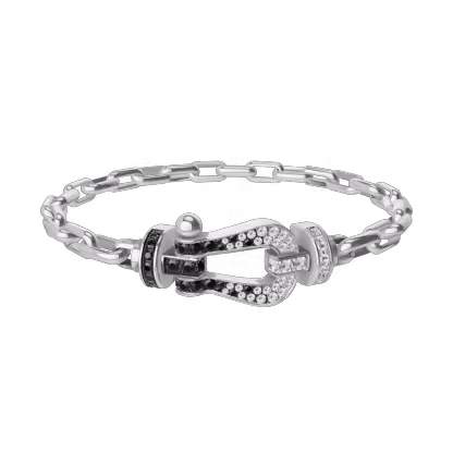Force 10 bracelet 18k white gold and black and white diamonds large model