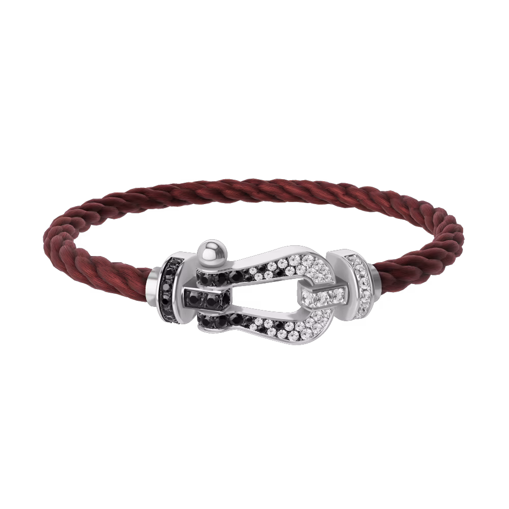 FORCE 10 BRACELET 18K WHITE GOLD AND BLACK AND WHITE DIAMONDS LARGE MODEL
