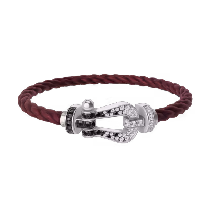 FORCE 10 BRACELET 18K WHITE GOLD AND BLACK AND WHITE DIAMONDS LARGE MODEL
