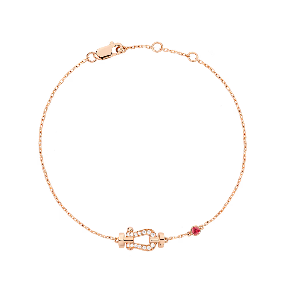 Force 10 bracelet 18k pink gold, diamonds, and ruby small model