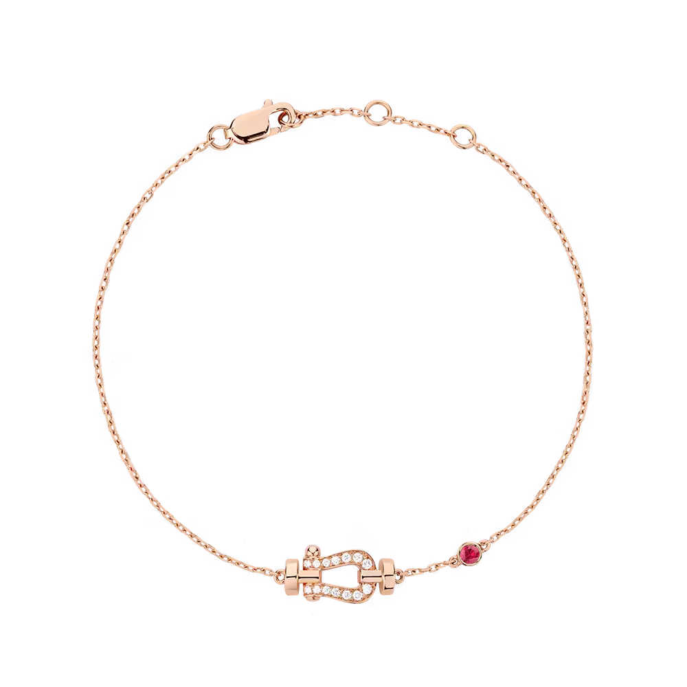 Force 10 bracelet 18k pink gold, diamonds, and ruby small model