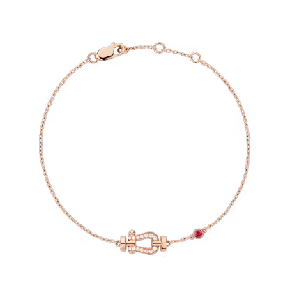 Force 10 bracelet 18k pink gold, diamonds, and ruby small model