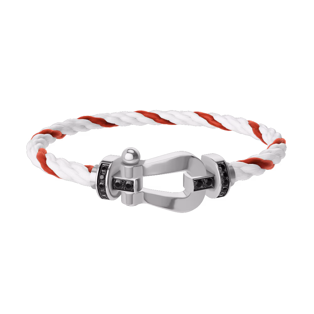 FORCE 10 BRACELET 18K WHITE GOLD AND BLACK DIAMONDS LARGE MODEL