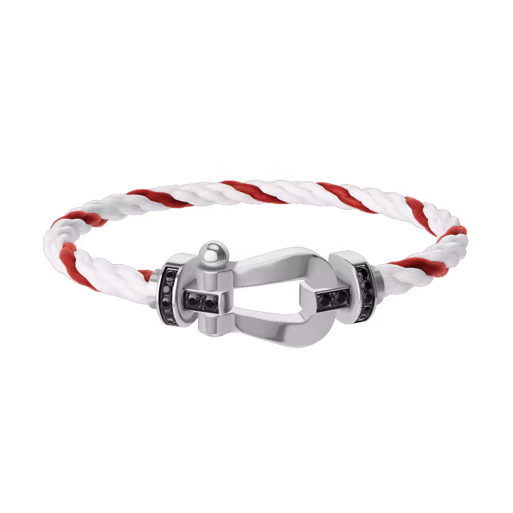 FORCE 10 BRACELET 18K WHITE GOLD AND BLACK DIAMONDS LARGE MODEL