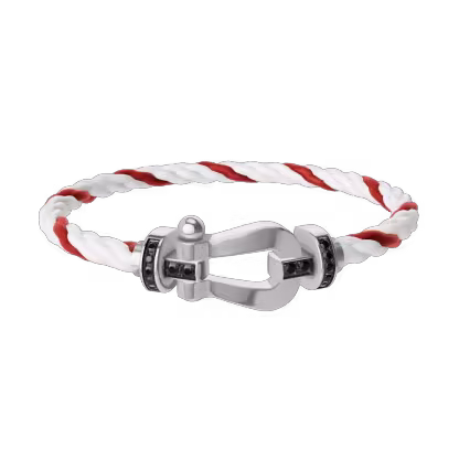 FORCE 10 BRACELET 18K WHITE GOLD AND BLACK DIAMONDS LARGE MODEL