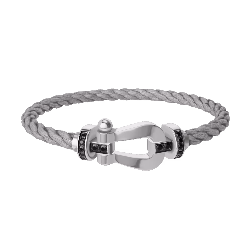 FORCE 10 BRACELET 18K WHITE GOLD AND BLACK DIAMONDS LARGE MODEL