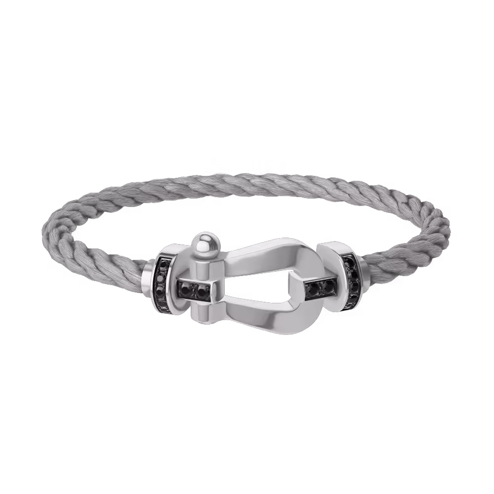 FORCE 10 BRACELET 18K WHITE GOLD AND BLACK DIAMONDS LARGE MODEL