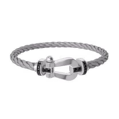 FORCE 10 BRACELET 18K WHITE GOLD AND BLACK DIAMONDS LARGE MODEL