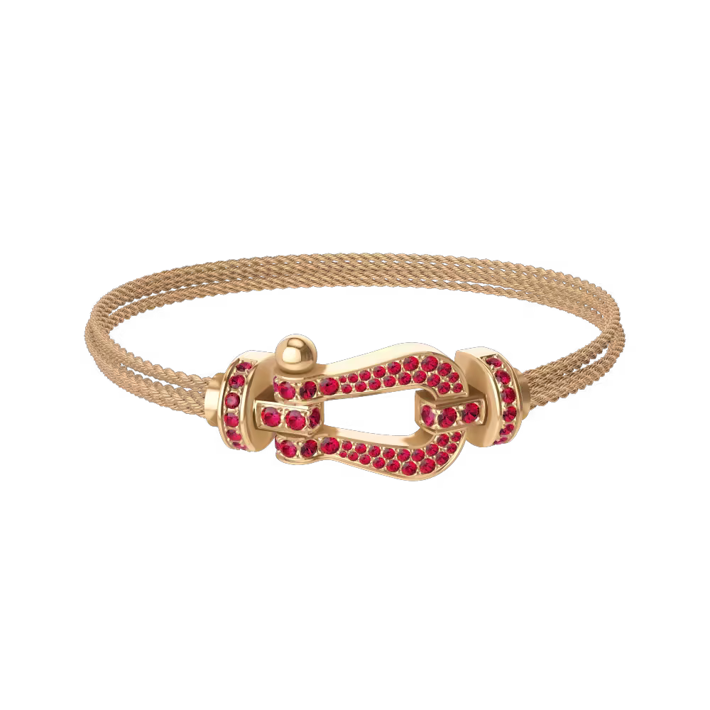 FORCE 10 BRACELET 18K YELLOW GOLD AND RUBIS LARGE MODEL