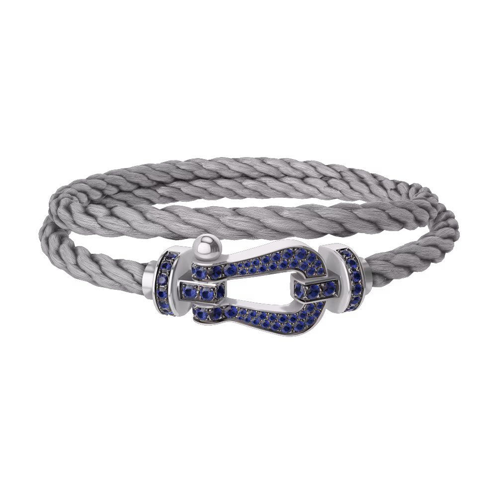 FORCE 10 BRACELET 18K WHITE GOLD AND BLUE SAPPHIRES LARGE MODEL