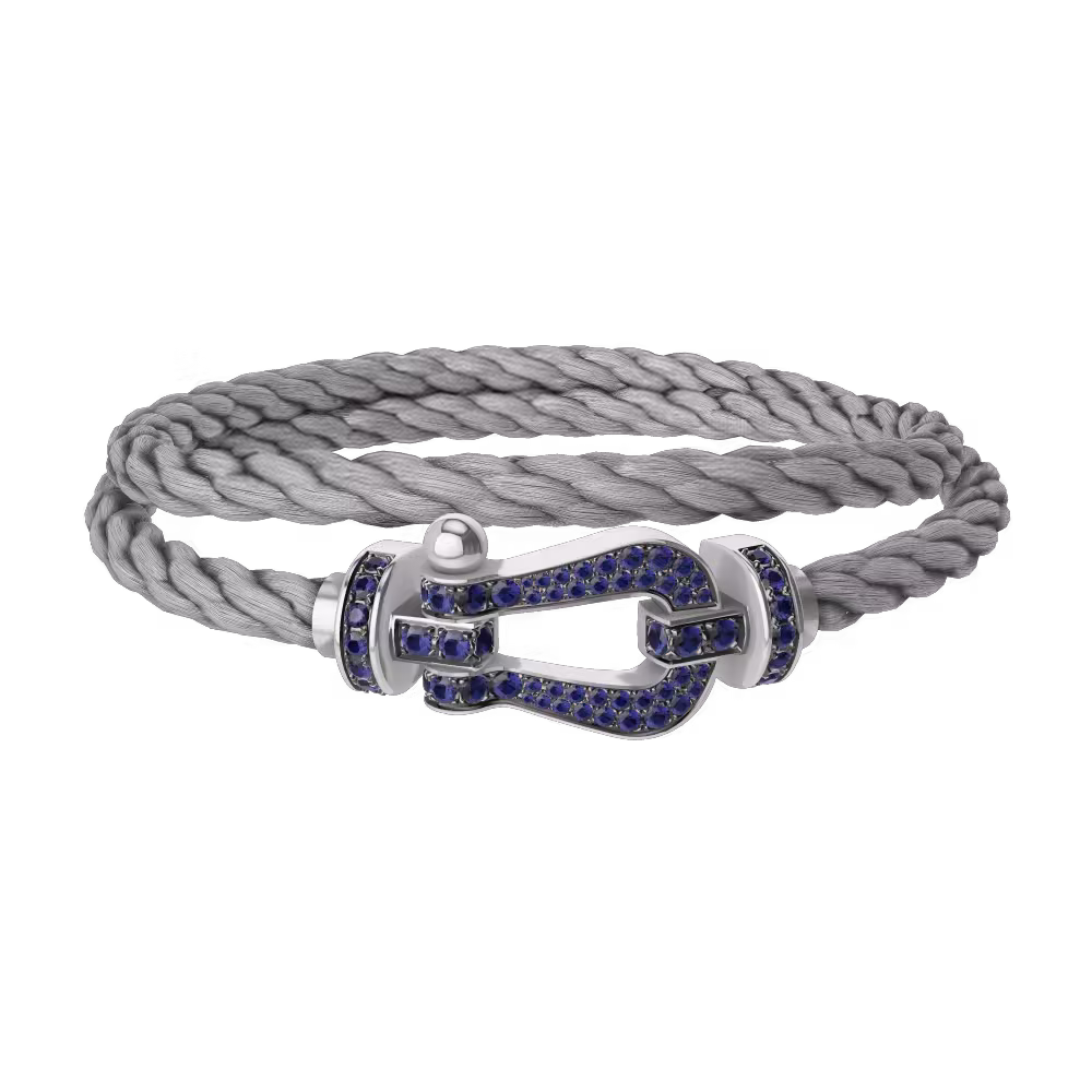 FORCE 10 BRACELET 18K WHITE GOLD AND BLUE SAPPHIRES LARGE MODEL