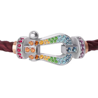 FORCE 10 BRACELET 18K WHITE GOLD AND COLORED STONES LARGE MODEL