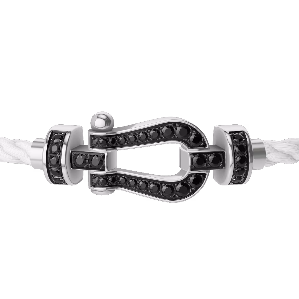 FORCE 10 BRACELET 18K WHITE GOLD AND BLACK DIAMONDS MEDIUM MODEL