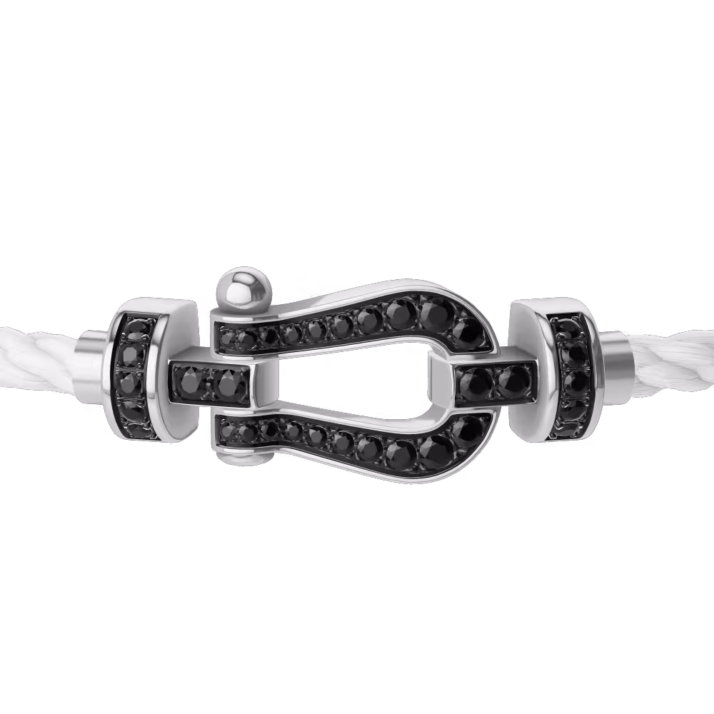 FORCE 10 BRACELET 18K WHITE GOLD AND BLACK DIAMONDS MEDIUM MODEL