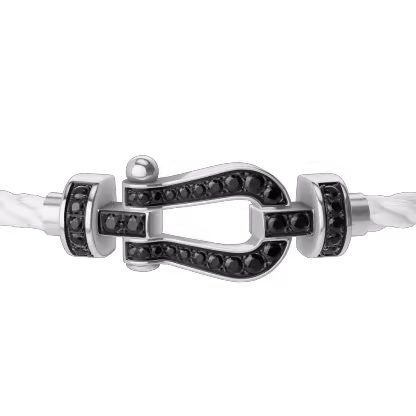 FORCE 10 BRACELET 18K WHITE GOLD AND BLACK DIAMONDS MEDIUM MODEL