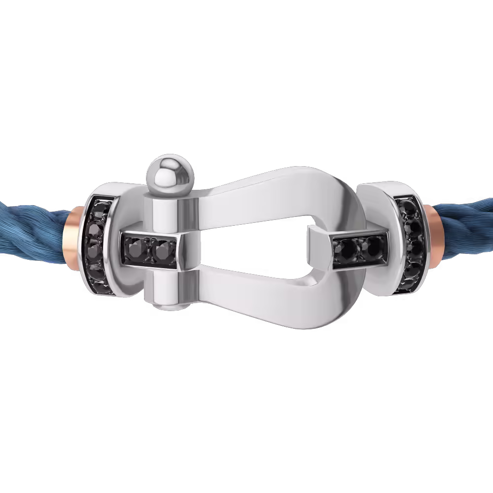 FORCE 10 BRACELET 18K WHITE GOLD AND BLACK DIAMONDS LARGE MODEL