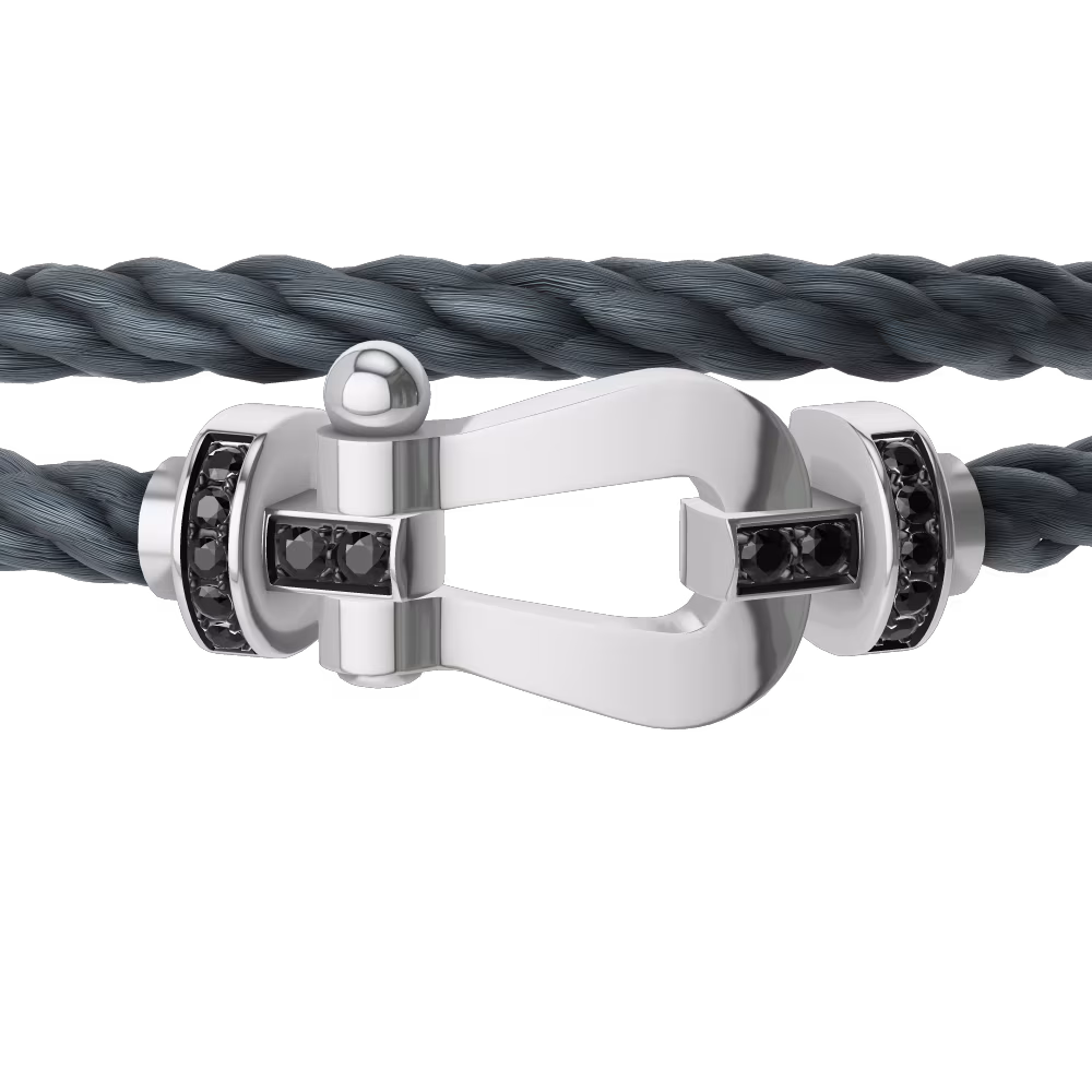 FORCE 10 BRACELET 18K WHITE GOLD AND BLACK DIAMONDS LARGE MODEL