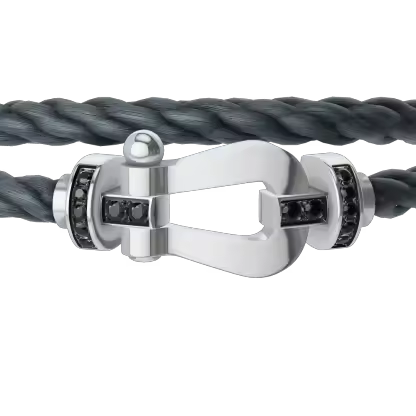 FORCE 10 BRACELET 18K WHITE GOLD AND BLACK DIAMONDS LARGE MODEL