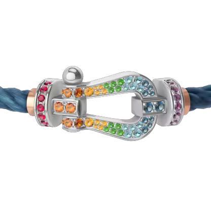 FORCE 10 BRACELET 18K WHITE GOLD AND COLORED STONES LARGE MODEL