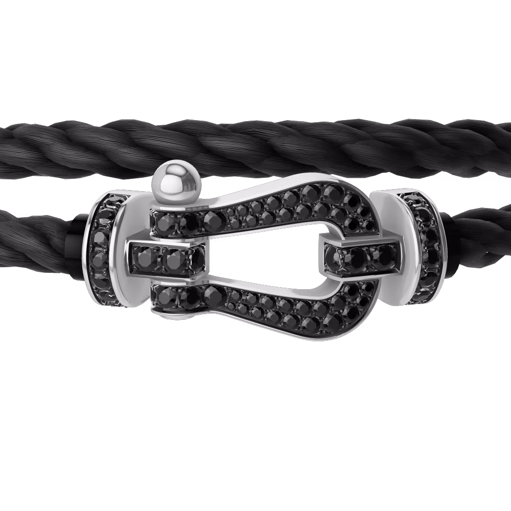 Force 10 bracelet 18k white gold and black diamonds large model