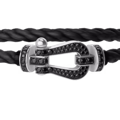 Force 10 bracelet 18k white gold and black diamonds large model