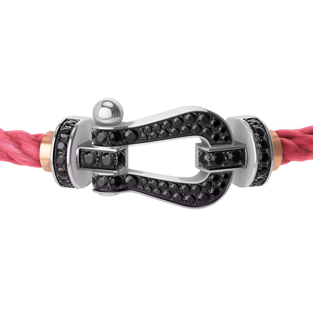 FORCE 10 BRACELET 18K WHITE GOLD AND BLACK DIAMONDS LARGE MODEL