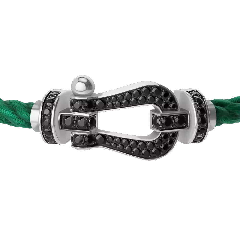 FORCE 10 BRACELET 18K WHITE GOLD AND BLACK DIAMONDS LARGE MODEL