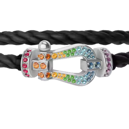 FORCE 10 BRACELET 18K WHITE GOLD AND COLORED STONES LARGE MODEL