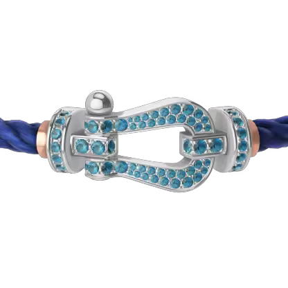 FORCE 10 BRACELET LARGE MODEL 18K WHITE GOLD BLUE TOPAZ PAVED