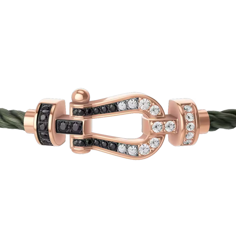 FORCE 10 BRACELET 18K PINK GOLD AND BLACK AND WHITE DIAMONDS MEDIUM MODEL