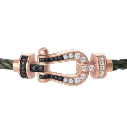 FORCE 10 BRACELET 18K PINK GOLD AND BLACK AND WHITE DIAMONDS MEDIUM MODEL