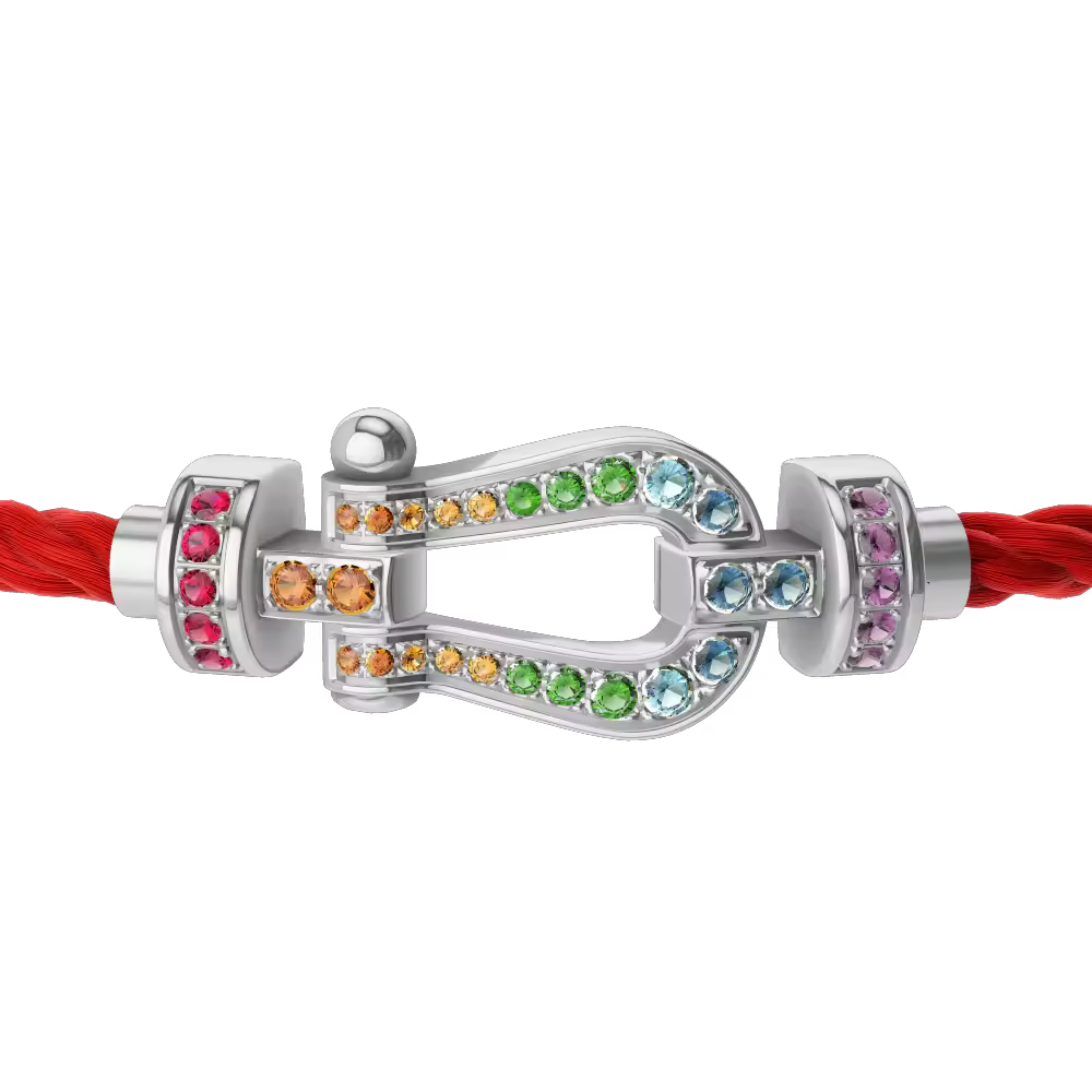 FORCE 10 BRACELET MEDIUM MODEL IN 18K WHITE GOLD AND COLOURED STONES
