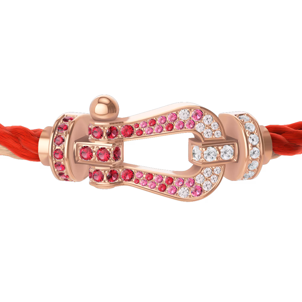 FORCE 10 BRACELET 18K PINK GOLD AND SAPPHIRE, RUBIES, DIAMONDS LARGE MODEL