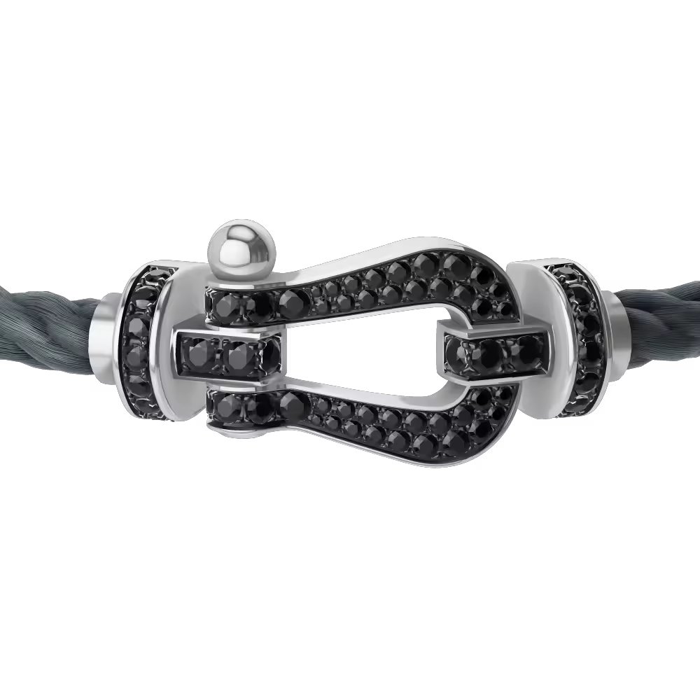 FORCE 10 BRACELET 18K WHITE GOLD AND BLACK DIAMONDS LARGE MODEL