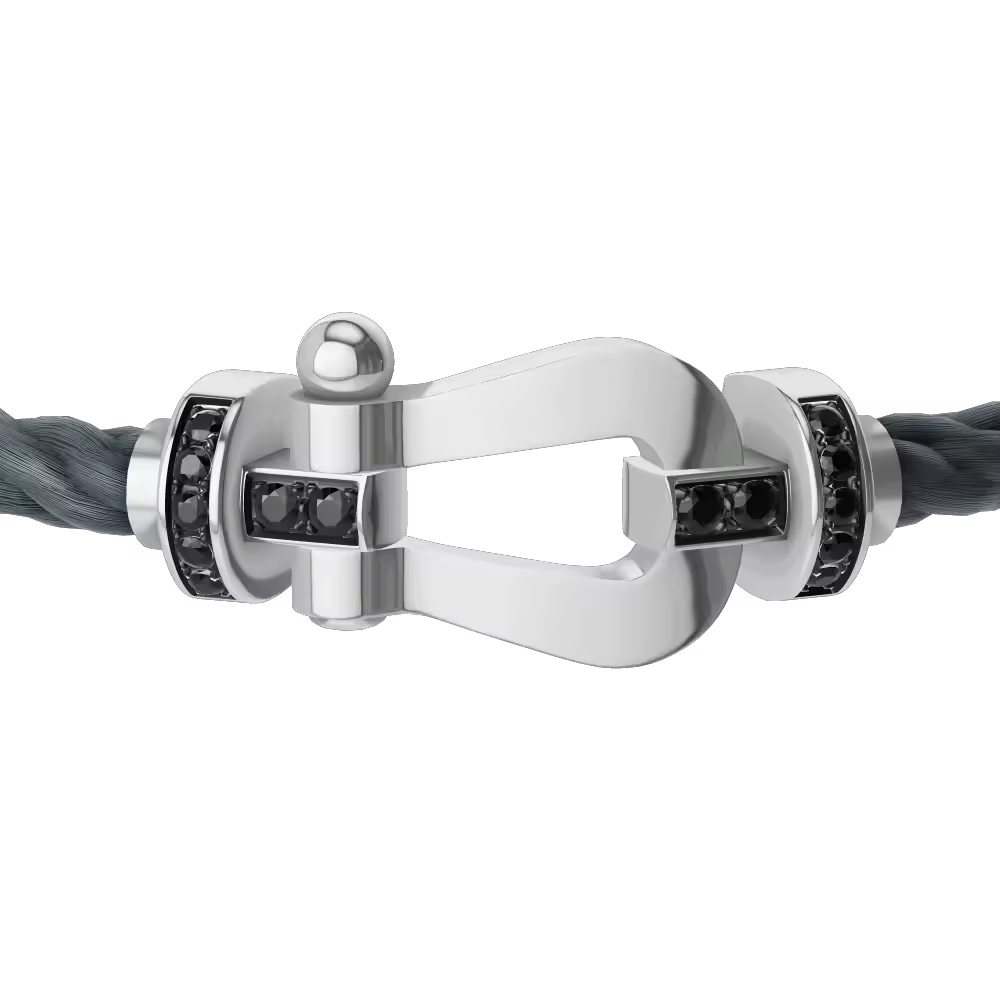 FORCE 10 BRACELET 18K WHITE GOLD AND BLACK DIAMONDS LARGE MODEL