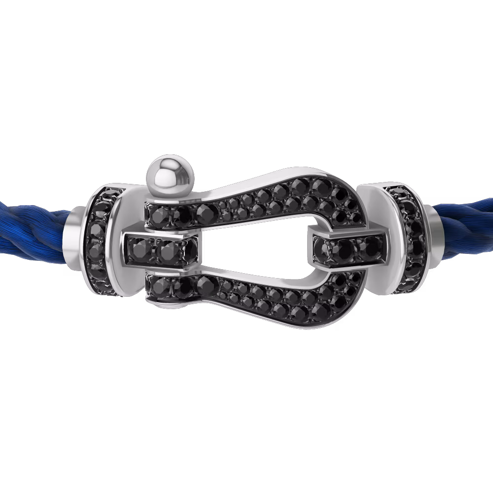 FORCE 10 BRACELET 18K WHITE GOLD AND BLACK DIAMONDS LARGE MODEL