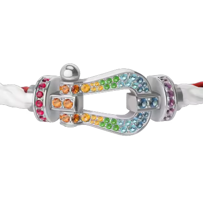 FORCE 10 BRACELET 18K WHITE GOLD AND COLORED STONES LARGE MODEL