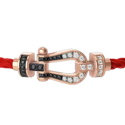 FORCE 10 BRACELET 18K PINK GOLD AND BLACK AND WHITE DIAMONDS MEDIUM MODEL
