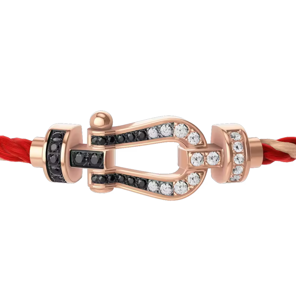 FORCE 10 BRACELET 18K PINK GOLD AND BLACK AND WHITE DIAMONDS MEDIUM MODEL