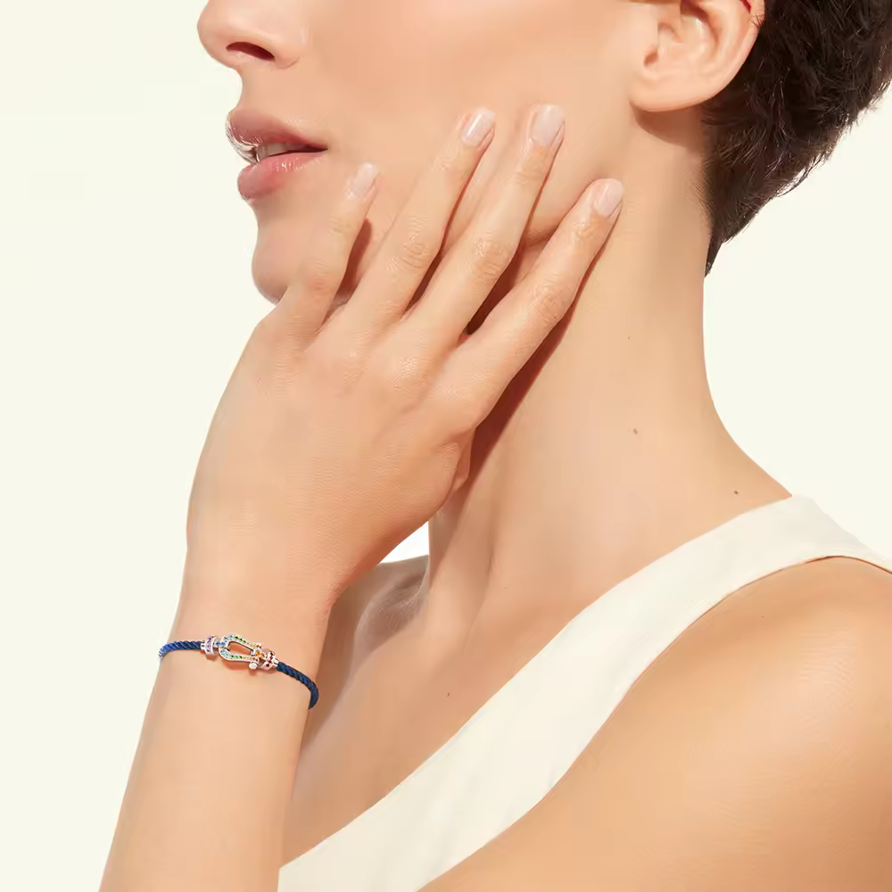 Force 10 bracelet Medium model in 18k white gold and coloured stones