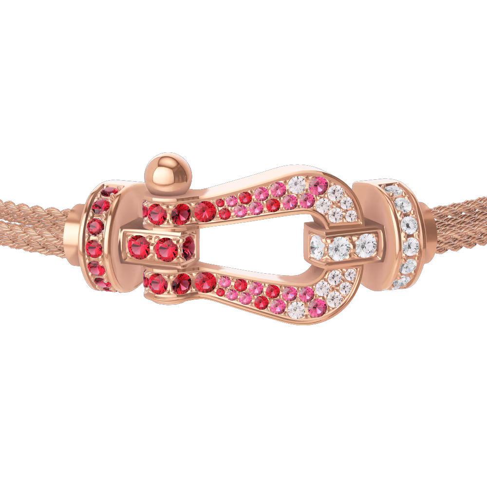 Force 10 bracelet 18k pink gold and sapphire, rubies, diamonds large model