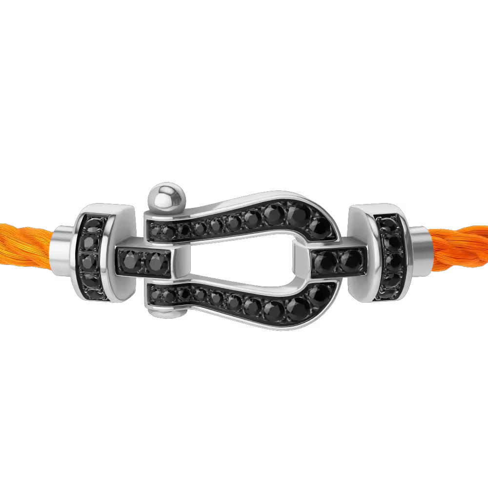 FORCE 10 BRACELET 18K WHITE GOLD AND BLACK DIAMONDS MEDIUM MODEL