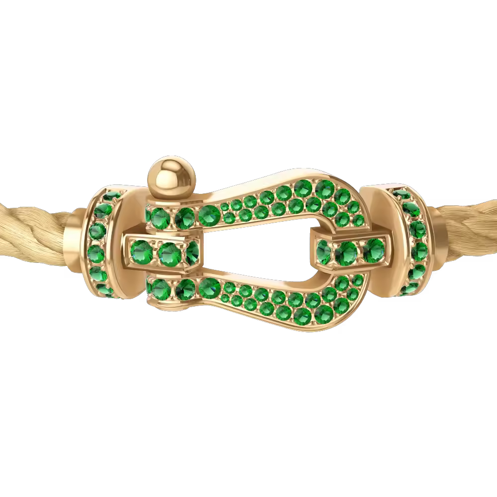 FORCE 10 BRACELET 18K YELLOW GOLD AND EMERALDS LARGE MODEL