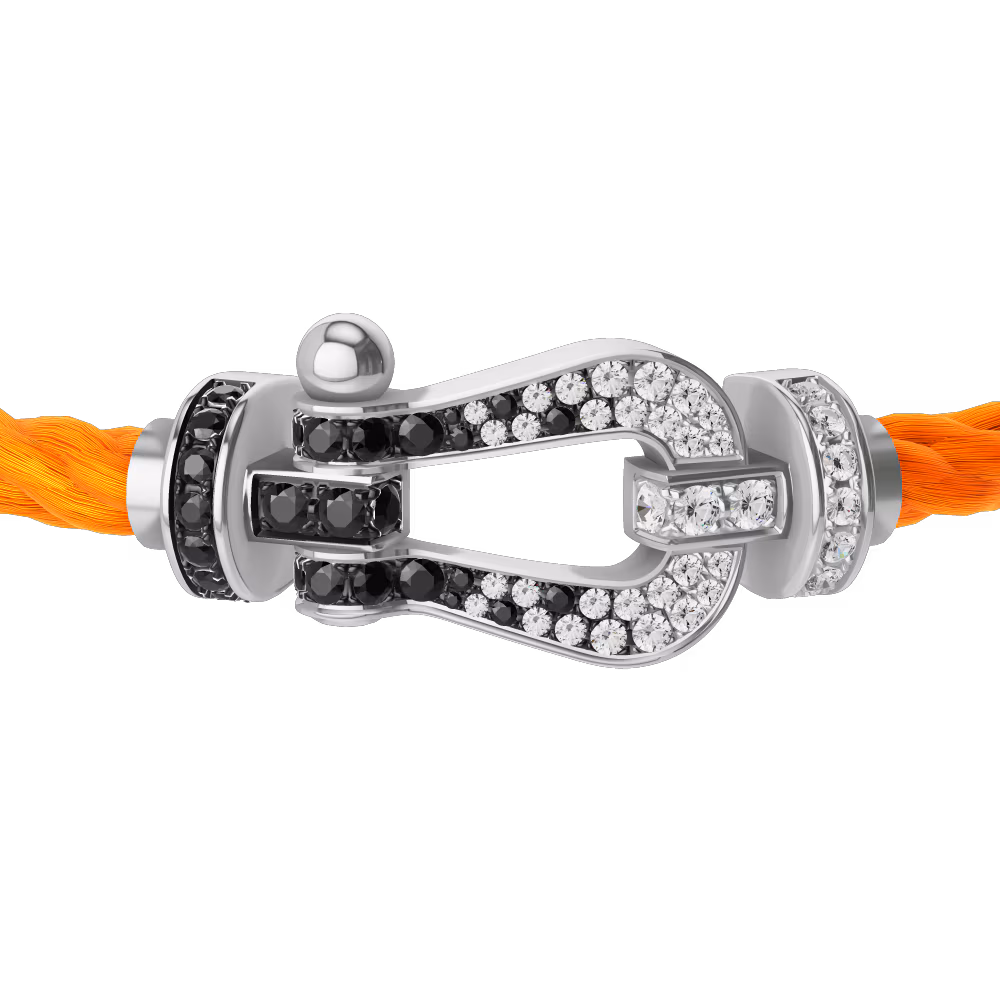 FORCE 10 BRACELET 18K WHITE GOLD AND BLACK AND WHITE DIAMONDS LARGE MODEL