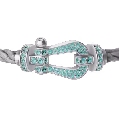 Force 10 bracelet Large model 18K white gold Paraíba tourmalines paved