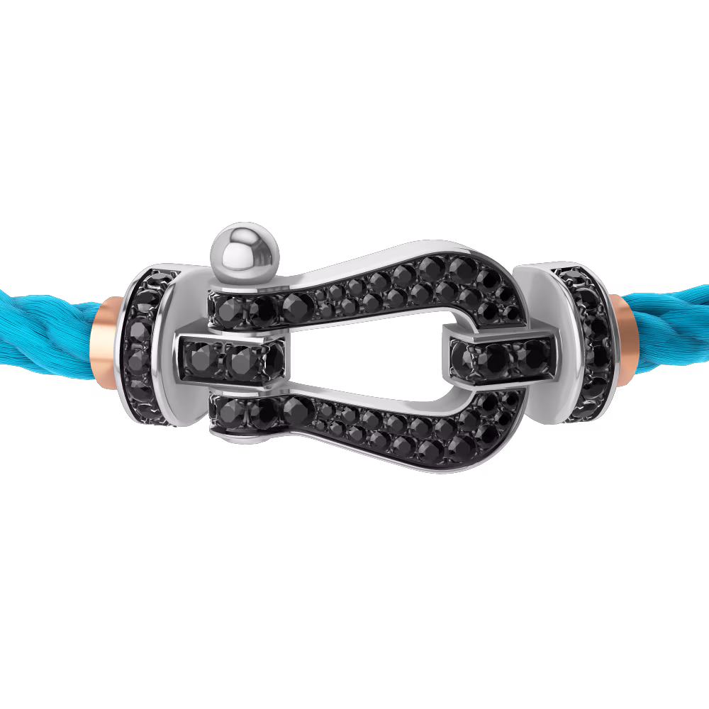 FORCE 10 BRACELET 18K WHITE GOLD AND BLACK DIAMONDS LARGE MODEL