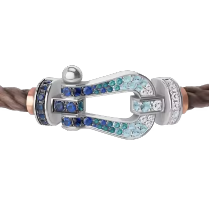 FORCE 10 BRACELET LARGE MODEL 18K WHITE GOLD DIAMOND PAVED AND COLORED STONES