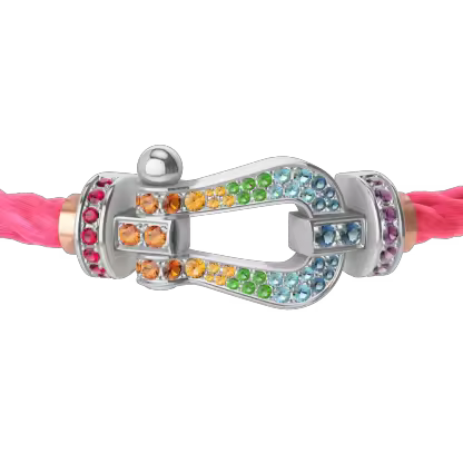 FORCE 10 BRACELET 18K WHITE GOLD AND COLORED STONES LARGE MODEL