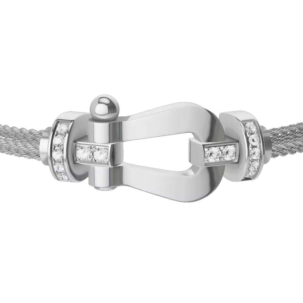 FORCE 10 BRACELET 18K WHITE GOLD AND DIAMONDS LARGE MODEL